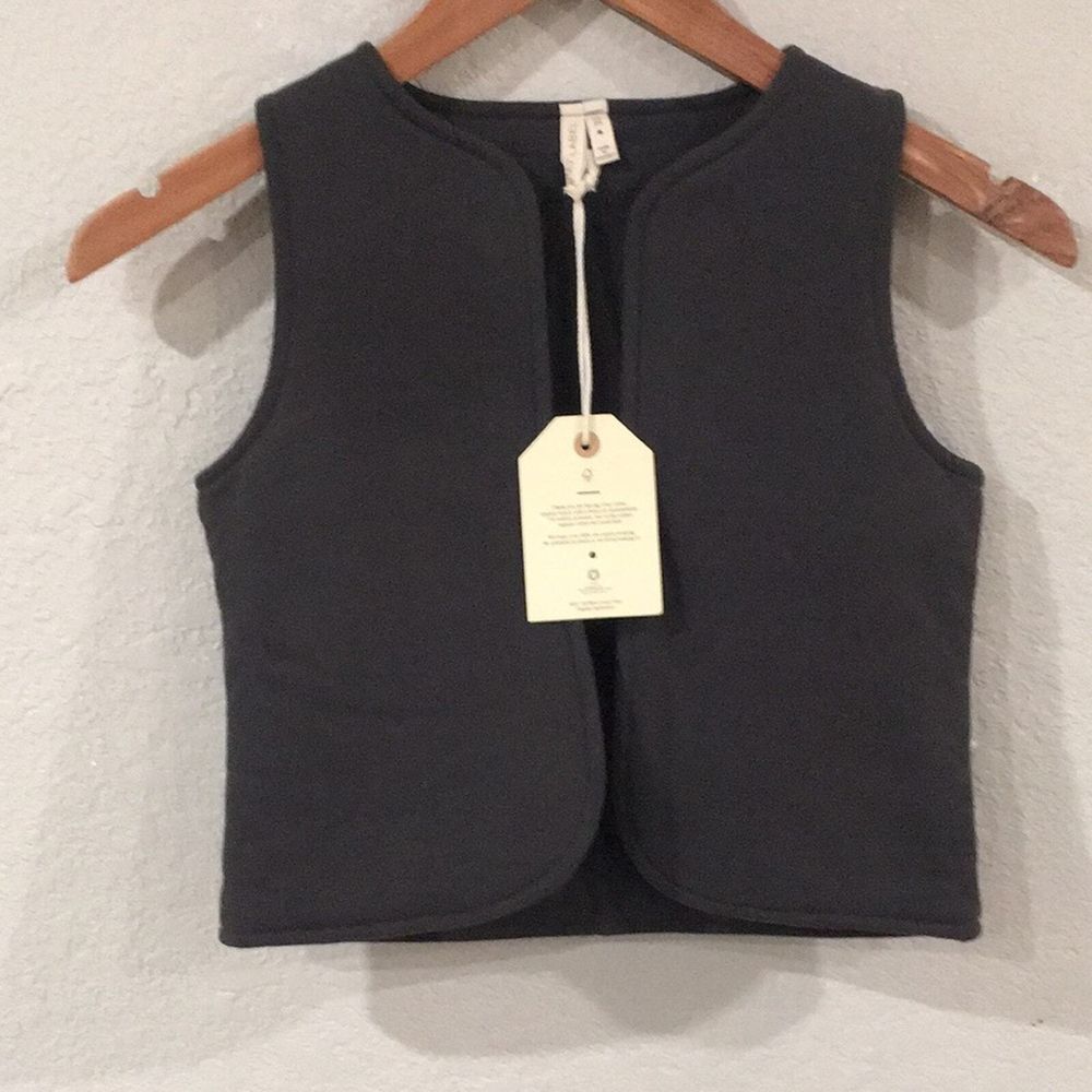 NEW Gray Label GOTS‎ Organic Cotton Daxton Dark Gray Vest Kids Sz 5/6 Unisex